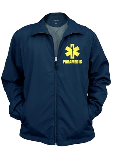 Smart People Clothing Paramedic Zipped up Windbreaker with Reflective Decorations Front and Back