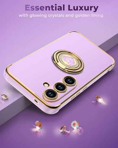 Image of XYZ for Galaxy S26 Plus Case with Stand, for Samsung Galaxy S26 Plus Case with Double Ring Kickstand, Women Girls Cute Love-Heart Bling Luxury Protective Phone Case for Samsung S26 Plus, Purple