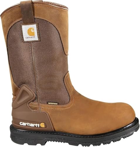 Carhartt Heritage WP 11' Soft Toe Wellington Men's Boots, Oil-Tanned Leather, Storm Defender Waterproof, FastDry Lining, Bison Brown Oil Tan - 11 W