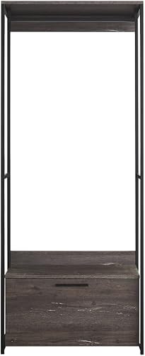 Miniatura 1 de Armario de madera y metal con un cajón, para sala de estar, dormitorio, gris rústico