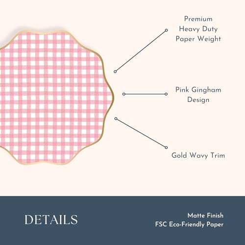 Image of Bonjour Fete Elegant Light Blue Gingham Plates, Pack of 8, 10.75 inch