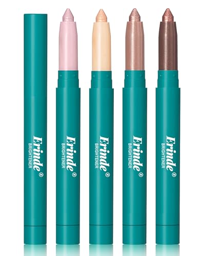Erinde 4 Colors Eyeshadow Stick, Eye Brightener Stick, Shimmer Creamy Eye Shadow Makeup, Long Lasting Waterproof Glitter Highlighter Eye Liner Pencil Set