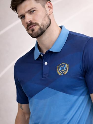 Image of Man Blue Printed Active Wear Sports T-Shirt