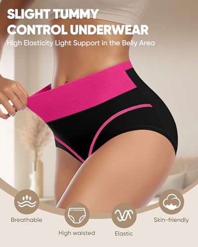 Women's Cotton Underwear Tummy Control High Waisted Panties Stretch Comfortable Full Coverage Breathable Briefs 4/5 Pack2