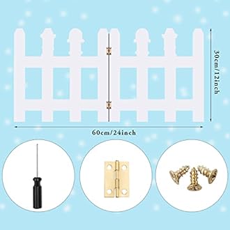 Blulu 4 Pieces 12 Inch Christmas Tree Gate Snowman Christmas Tree Fences for Pets Dog Cat Blocker White Picket Fence Barrier Flexible Picket for Xmas Holiday Party Office Home Decor