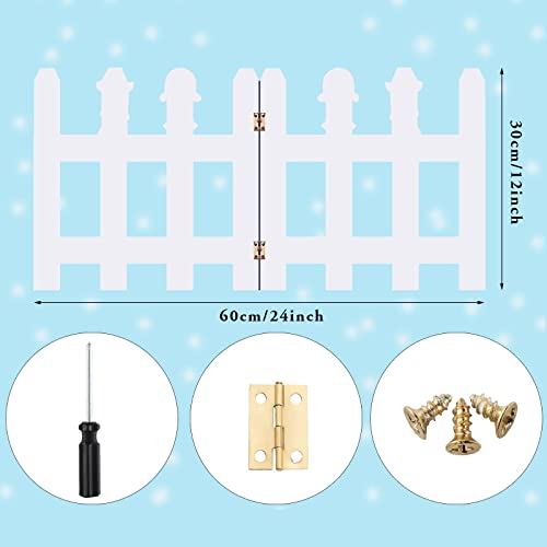 Blulu 4 Pieces 12 Inch Christmas Tree Gate Snowman Christmas Tree Fences for Pets Dog Cat Blocker White Picket Fence Barrier Flexible Picket for Xmas Holiday Party Office Home Decor