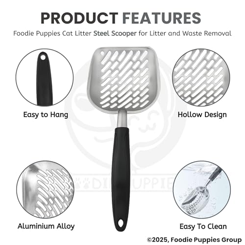 Image of Foodie Puppies Cat Litter Poop Steel Scooper | Easy to Scoop, Comfortable Grip Handle | Scoop Cum Shovel Suitable for Cats, and Kittens, Cleaning Tool for Cat Sand and Waste Removal