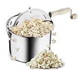 Stovetop Popcorn Maker - 6.5-Quart Stainless-Steel Popcorn Popper...