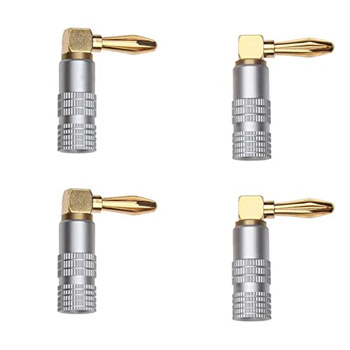 WANGCL 4 Pack 90 Degree Gold Plated Banana Cable Plugs