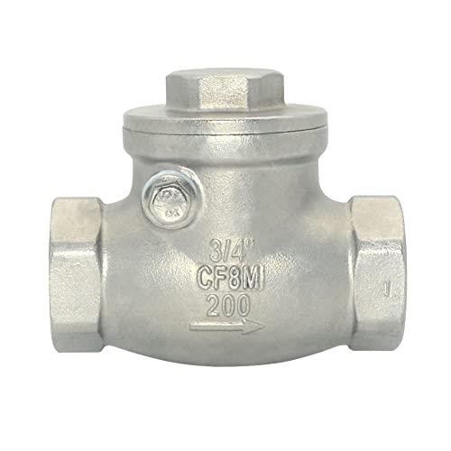 VARMHUS Stainless Steel SS316 Swing Check Valve,NPT Female x Female Thread,WOG 200 PSI PN16 CF8M (3/4")