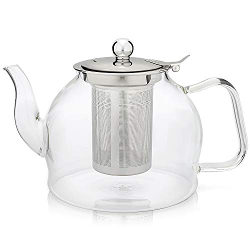 Teabloom Dublin Glass Teapot – Premium Borosilicate Glass With Removable Stainless Infuser – Stovetop Safe – Ideal For Loose Leaf Tea – Tea For Two – 27 Oz. / 800 Ml (2-3 Cups) #TOP1