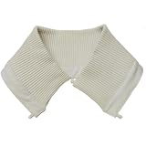 GreatRise Unisex Strick Kragen mit 5 Knopf Abnehmbarer Gerippte Strickkragen Strickbündchen für Jacke Modisch Kragenschals Krageneinsatz Knopfschal Rippenbündchen Ärmel, 52×8cm Weiß