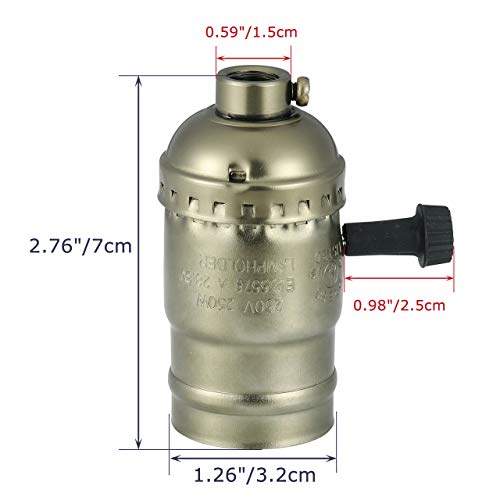 E26 Vintage Light Socket,Standard Medium Screw-In Lamp Socket Holder For Edison Bulbs-4 Pack Vintage Bronze With Turn Knob #TOP2
