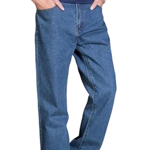 Men's Plus-Size Loose Straight-Leg Stretch Jeans, Thin Casual dad Jeans