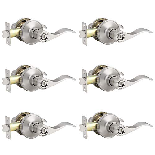 6 Pack Knobonly Door Handle Keyless Bedroom Bathroom Door Levers Privacy Door Handleset Brushed Nickel Finish