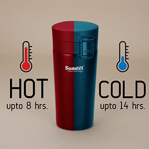 Image of Sumeet Stainless Steel Vacuum Hot & Cold Travel Mug /Tumbler for Drinks,Tea and Coffee, 350ML, Pack of 1, Black