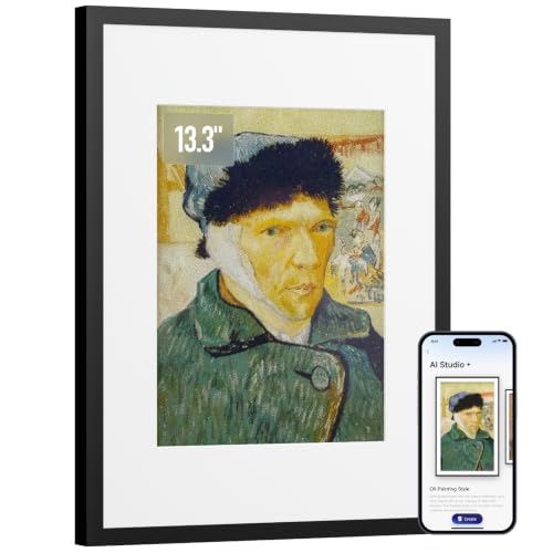 SwitchBot Cadre d'art Numérique IA, 13.3'' Cadre Photo Numérique sans Câblage, Écran Électronique-Ink, Autonomie Ultra-Longue, Cadre Photo Numérique Wi-FI, Compatible Alexa