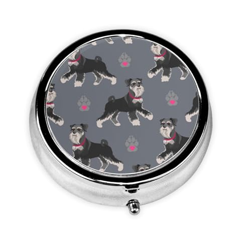 薬入れ ケース アニメ ミニボックス錠剤 薬箱 密閉 飴ケース かわいいシュナウザー動物の犬 大容量 丸い サプリケース 薬整理ケース 旅行にやさしいピルボックス