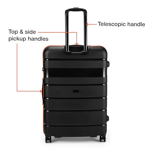 Image of Nasher Miles Jupiter Hard-Sided Polypropylene Check-in Luggage 28 inch | 75cm | 8 Wheels Large Trolley Bag for Travel | Suitcase (Black)