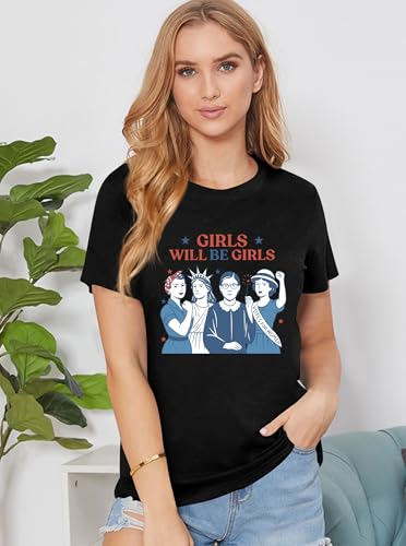 Image of Ithalt Feminist Shirt for Women RBG Graphic T-Shirt Patriotic 4th of July Tees Inspirational Quote Tops