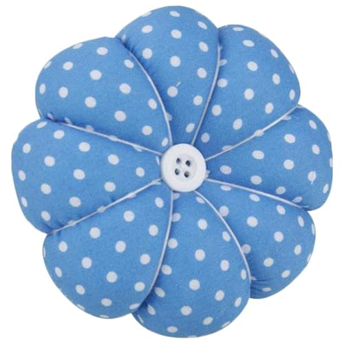 Wrist Pin Cushion Wearable Pumpkin Shape Sewing Pin Cushion for Needlework Sewing (Blue)