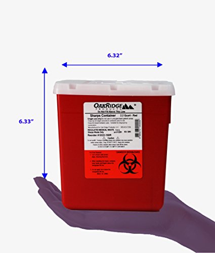 Oakridge Products 2.2 Quart Size Needle Disposal Container | Personal Use Size | Rotary Lid #TOP6