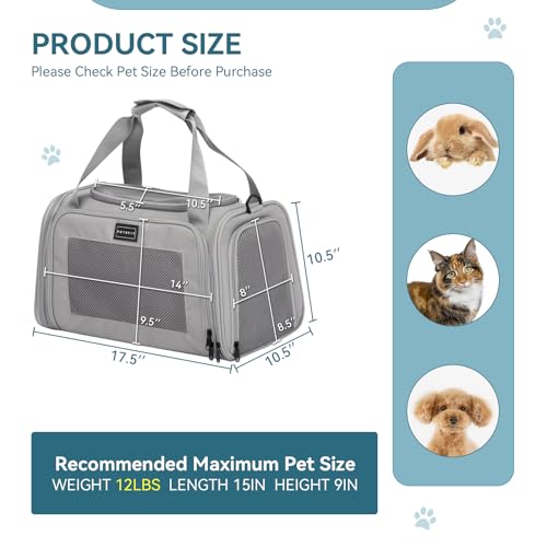Image of PETSFIT Cat Carrier, Grey, Small and Medium Cats Under 12 Lbs