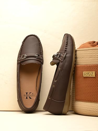 Image of Karaddi Women's Loafers | Cushioned Footbed | Stylish Fashion Moccasins | Comfortable Slip On Formal Loafer for Women | Flexible Style Casual Shoes | Formal Office Wear Shoe