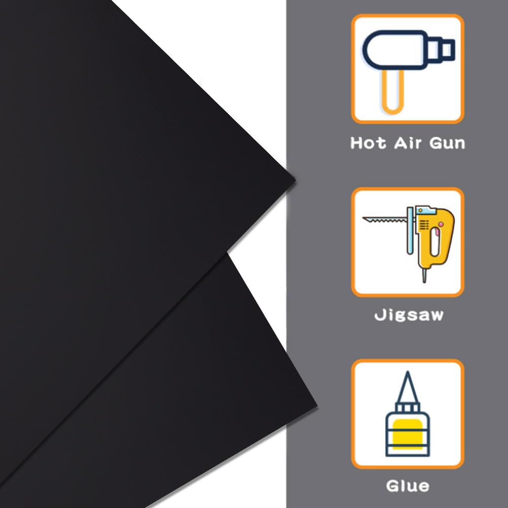 OLYCRAFT 12 Fogli Plastica ABS Nera 15x10cm - Spessore 0.5mm Per Modellismo Fai Da Te