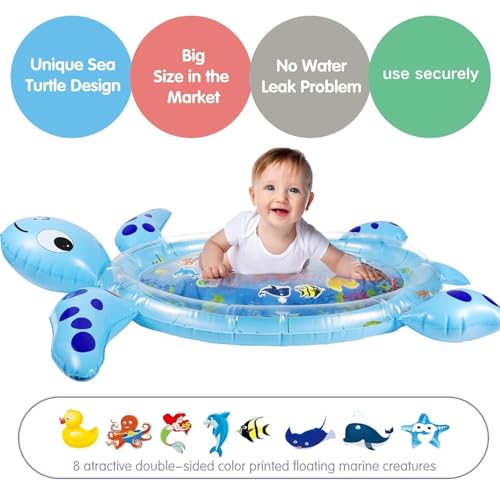 Image of Famous Quality Kids Water Play Mat Toys Inflatable Tummy Time Water Play Mat and Toddlers Perfect Fun Activity Inflatable Mat, Outdoor Water Play Mat for Baby - Pack of 1