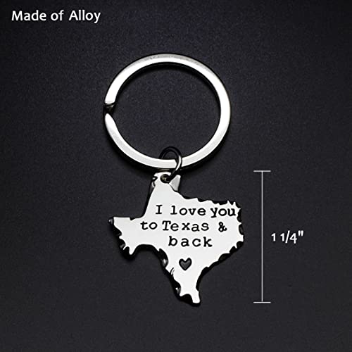 Ms.clover Long Distance Relationship Gift I Love You To Texas And Back Keychain, Texas Sign- Going Away Gifts (White) #TOP4