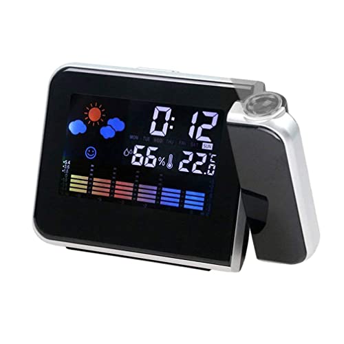 LEDON Smart Digital LED Projection Alarm Clock Temperature Time Projector LCD Display Temperature & Humidity Monitor, Indoor Weather Station, Snooze Function, Bedroom Desk Clock