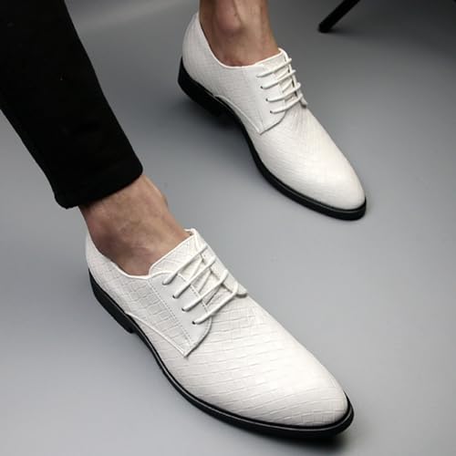 Classic Dress Shoes for Men Fashion Crocodile Printed Lace-Up Pointed-Toe Oxfords Shoes Business Formal Wedding Shoes3