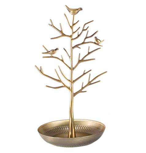 Meilo Expositor para Joyas, Soporte para Pendientes, Soporte para Collar, árbol de joyería de aleación de Metal Vintage, Soporte Organizador de joyería Colgante(Bronze Green)