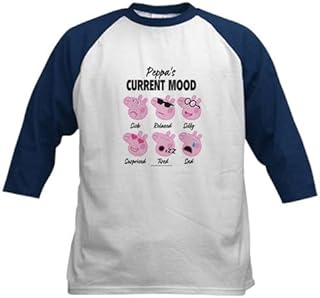 CafePress Peppa Pig Current Mood Baseball Jersey Kids Cotton Baseball Jersey, 3/4 Raglan Sleeve Shirt Navy/White