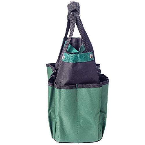 Gardening Tote Bag,Garden Tool Bag with 10 Pockets Handles Strap for Garden Plant Tool Set Store Content Bag,Dark Green,12”x 12” x 6”(Tools Not Included)
