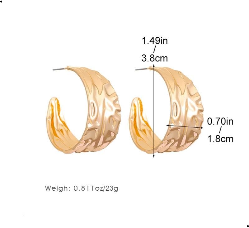 Chunky Gold Hammered Hoop Earrings for Women, Charm Big Circle Statement Drop Earrings Fashion Thick 70s 80s Dangling Earrings Vintage Punk Jewelry2