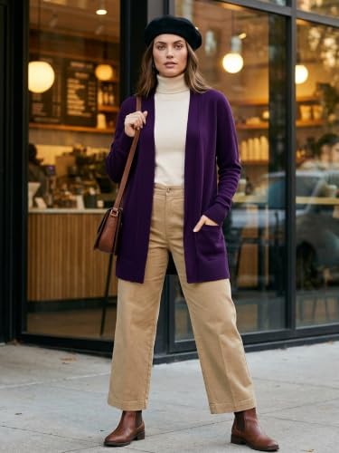 Image of Spicy Sandia Women's Basic Open Front Long Cardigan Sweaters with Pockets | Capsule Wardrobe Essentials, Early Fall 2026 Trendy