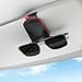SINGARO Sunglasses Holder for Car, Leather Magnetic Buckle Sun Visor Sunglass Clip, Ticket Card Storage Glasses Clip, Car Interior Accessories for Men and Women（Black-red）