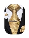 Barry.Wang Herren Paisley Krawatten Mit passendem Einstecktuch und Manschettenkn?pfe im Set