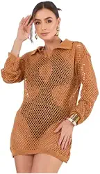 saída de praia feminino chemise elegante vestido camisa camisão saida de banho piscina canga tricot crochê premium