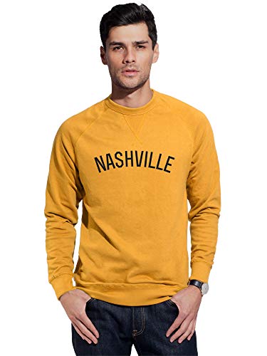 Daxton Nashville Sweatshirt Athletic Fit Pullover Crewneck French Terry Fabric, Mstd Sweatshirt Black Letters, L