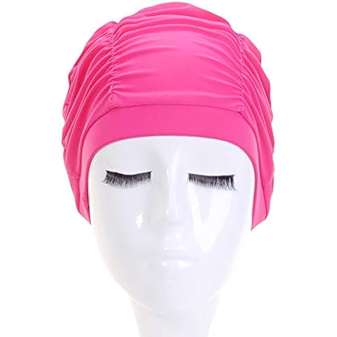 spomei Polyester Adult Women and Men Swimming Bathing Cap Ladies Swim Hat for Long Hair and Short Hair Non Waterproof SH1(Rose) Cover