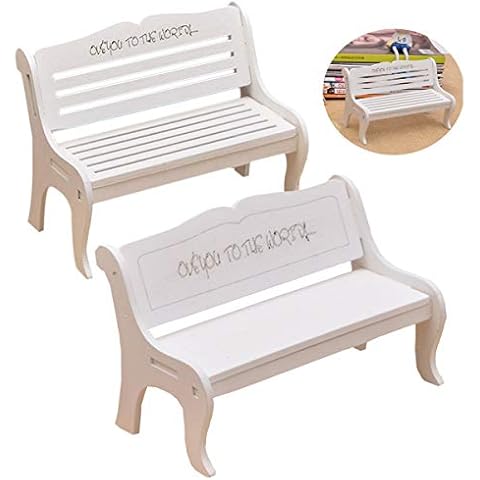 mengger Miniatura Banco Jardín Madera Muebles Parque Muñeca Patio Micro Paisaje Accesorios decoración Ornament Dollhouse 2 Piezas Sillas Cover