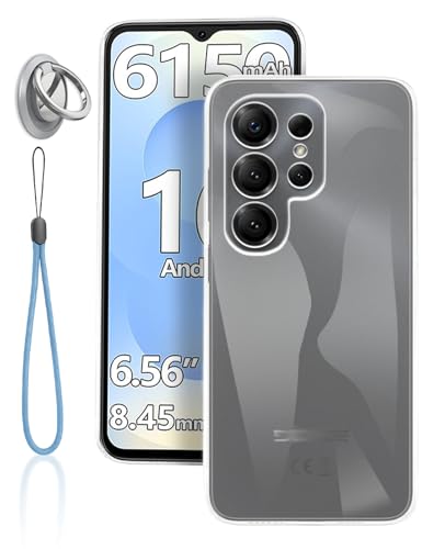 For Doogee Note 56X/Note 56X Pro �P�[�X �S���� �ی�J�o�[ �ԍڃz���_�[�Ή� YANMONGI �����O�t ���X�^���h�@�\ �G�A�o�b �O�X�}�z�P�[�X �ϏՌ� TPU �o���p�[ �X�N���[�� & �J�����ی� ���^ �y�� �g�уJ�o