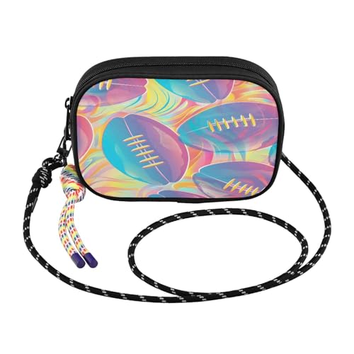 Women's Lightweight Crossbody Phone Purse with Adjustable Strap, Mini Nylon Wallet Bag for Essential Daily Carry, Hands-Free Travel Wallet for Cards Cash Keys, Football (5)