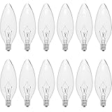 12-Pack 60 Watt Chandelier Light Bulbs, Incandescent Candle Light Bulb - Warm White 2500K, 500 Lumen Dimmable, E12 B10 Clear Candelabra Light Bulbs for Vanity, Ceiling Fan, Wall Sconces (60 Watts)
