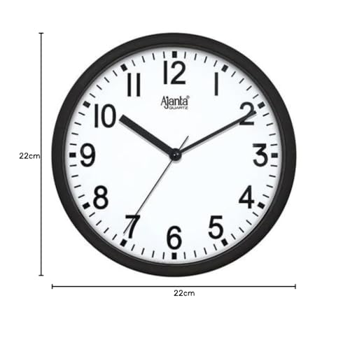 Ajanta Quartz Step Movement Plastic Wall Clock (Black) - Image 3