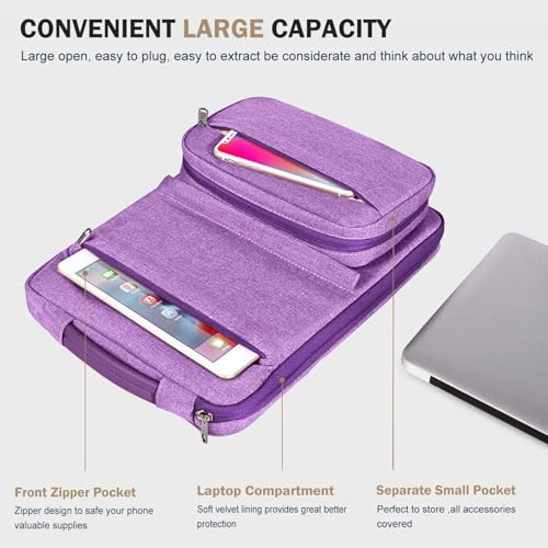 Voova Laptop Sleeve Case 15.6 Inch Compatible with MacBook Air 15 M2/M3/M4, MacBook Pro 15/16, 15-16" Hp Lenovo Dell Acer Asus, 2 in 1 Waterproof Computer Bag with Detachable Accessory Pouch, Lavender by Voova - Image 3