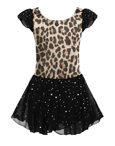 Image of Arshiner Girls Ruffle Sleeve Ballet Dance Dress Tutu Skirted Leotard